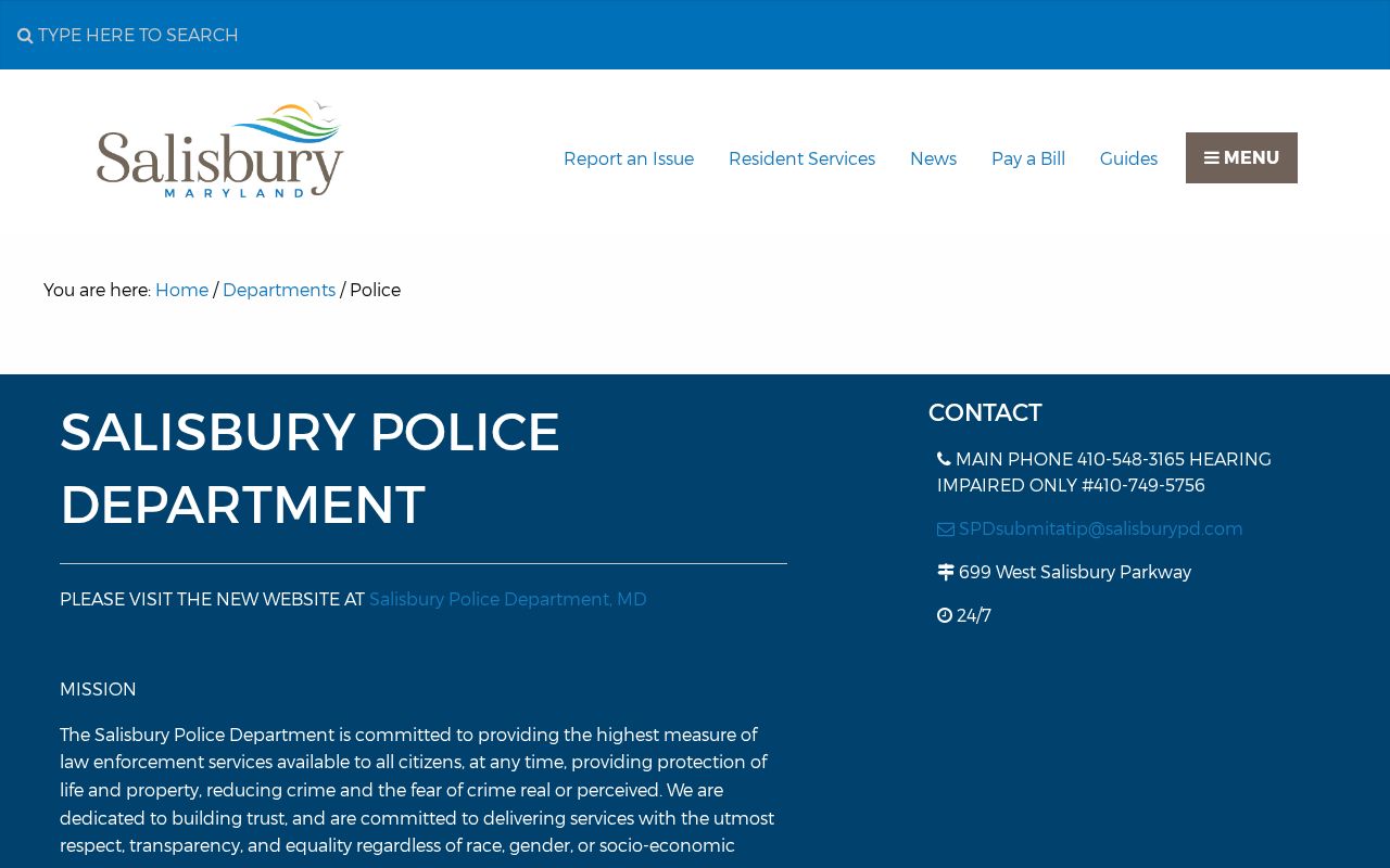 Salisbury Police Department contact page used for Wicomico County warrant questions