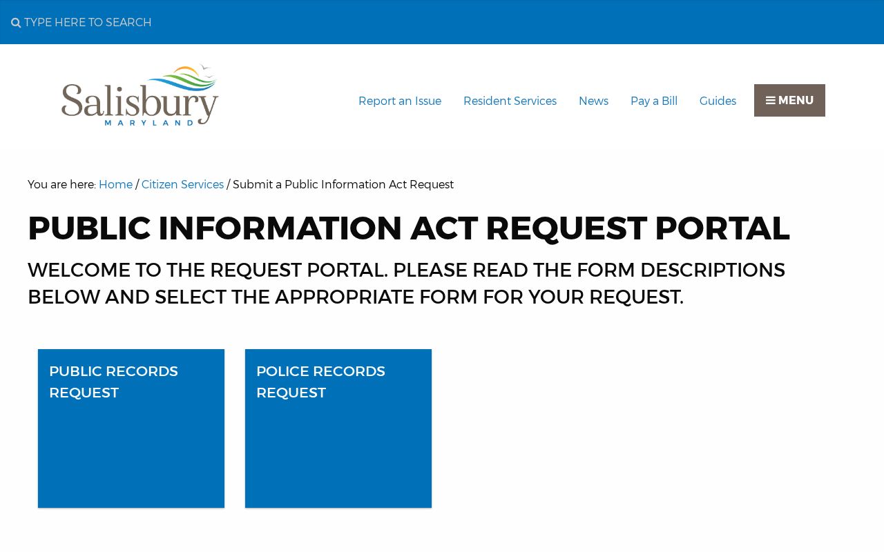 Salisbury public and police records request portal for city warrant record questions