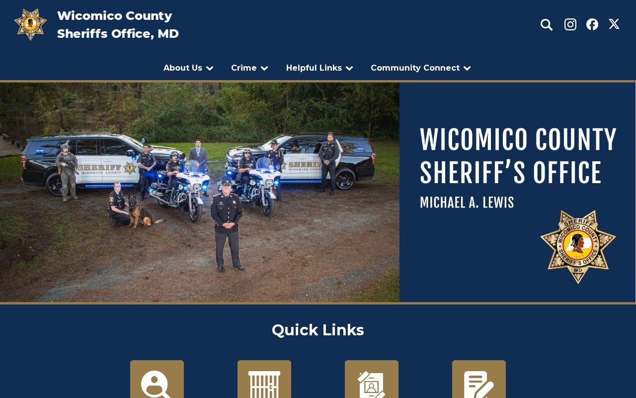 Wicomico County Sheriff's Office public contact page used for warrant records and process questions